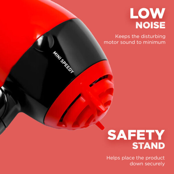 IKONIC HAIR DRYER SPEEDY - BLACK + RED - Image 4