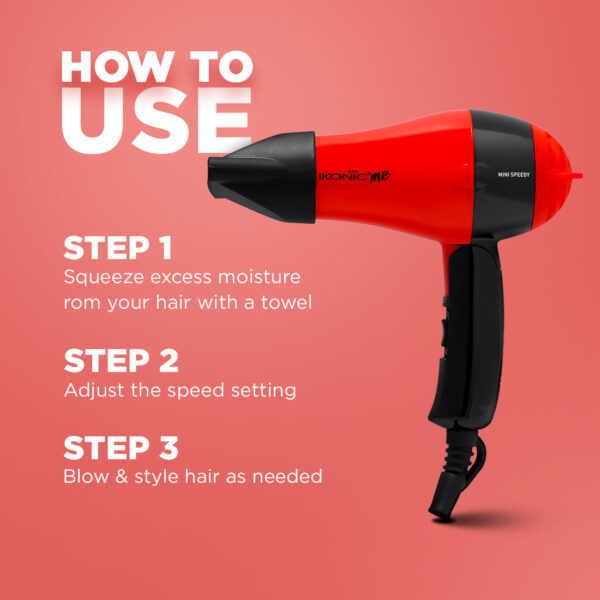 IKONIC HAIR DRYER SPEEDY - BLACK + RED - Image 2
